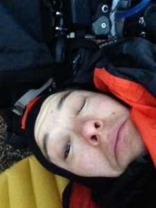 Me, with a puffy face from sleeping at 11,000 (near Kokomo Pass) under a tarp all night.  But I slept!!!  
